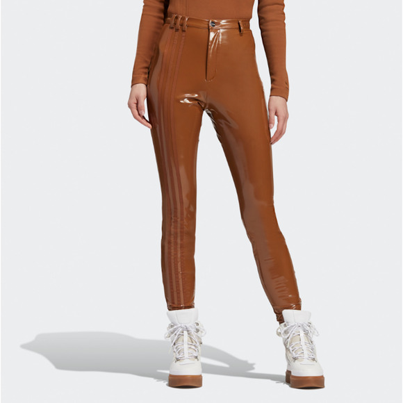 NWT Ivy Park By Adidas Women's Wild Brown‎ High Rise Latex Pant Size Small - Picture 2 of 8